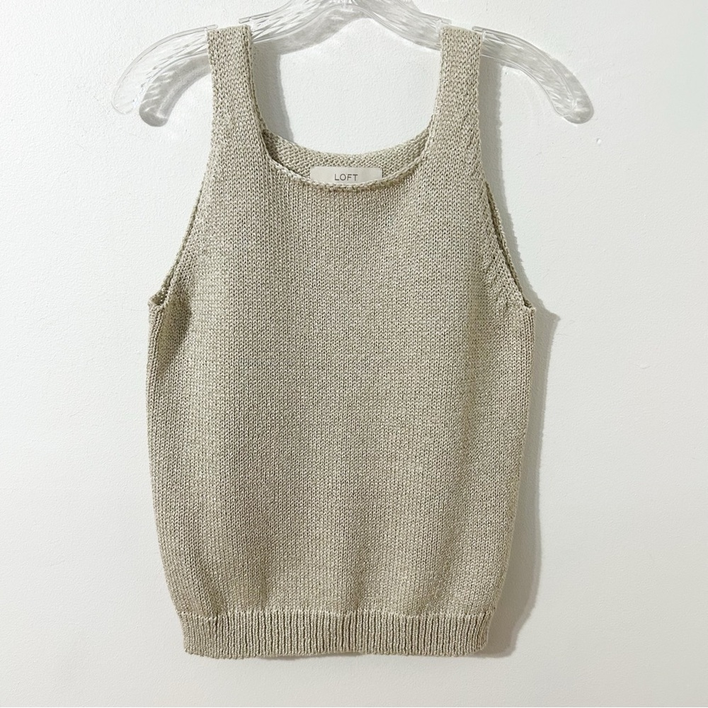LOFT Cream Knit Tank Sweater